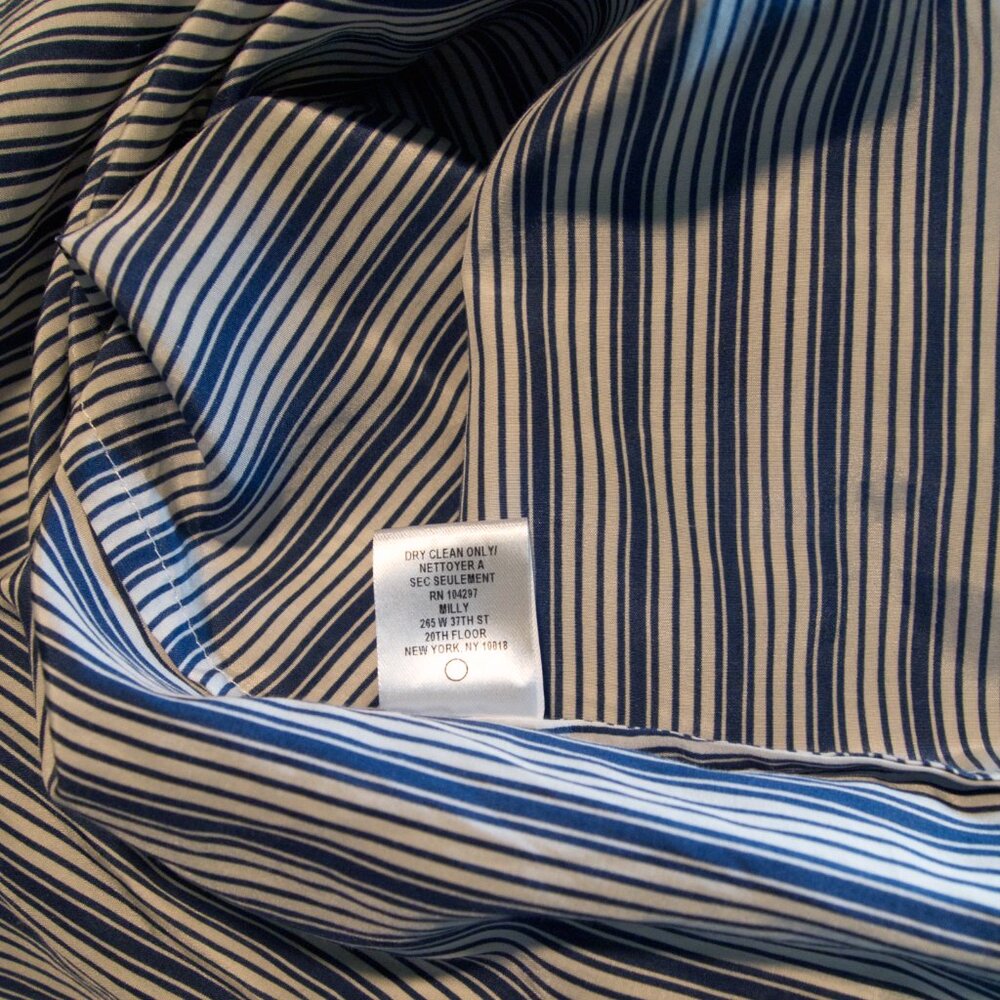Striped Wrap Dress Navy and White with Open Back Size 4 Silk Blend Brooklyn - Picture 10 of 12